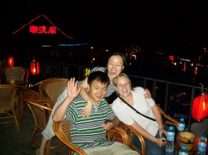 Soaking up the atmosphere with mates