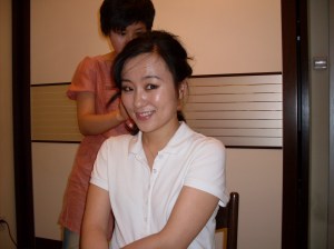 Song getting hair and makeup practice run