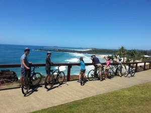 Mark and the lads overlooking the surfers at Duranbah Beach.